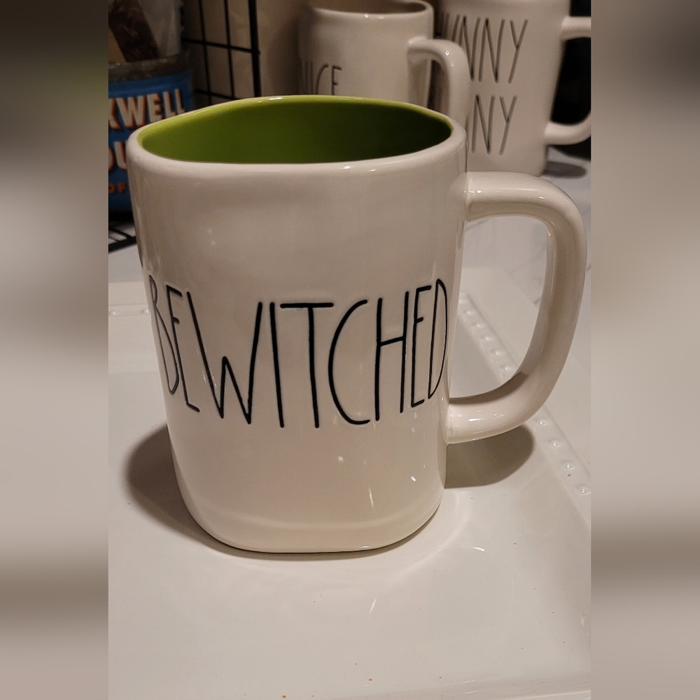 Rae Dunn BEWITCHED Coffee Mug GREEN inside